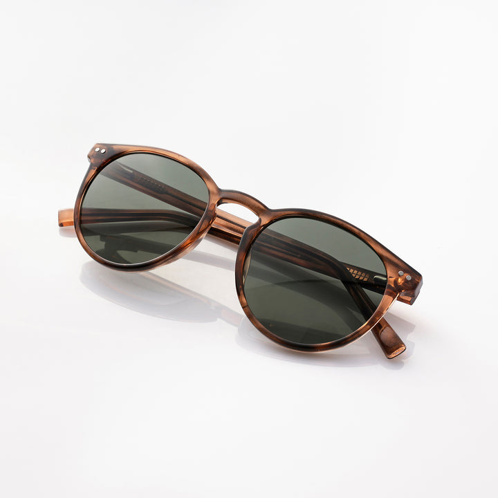 Oslo Shiny striped brown zonnebril